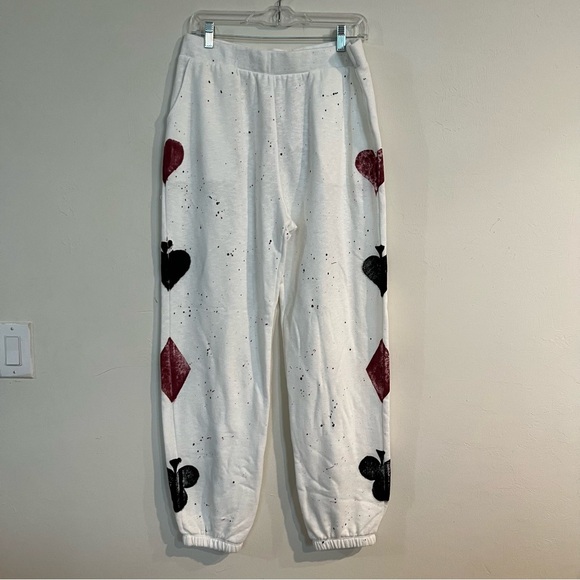 NWT T-Party Hand Painted Poker Jogger Pants - White M - Picture 2 of 15